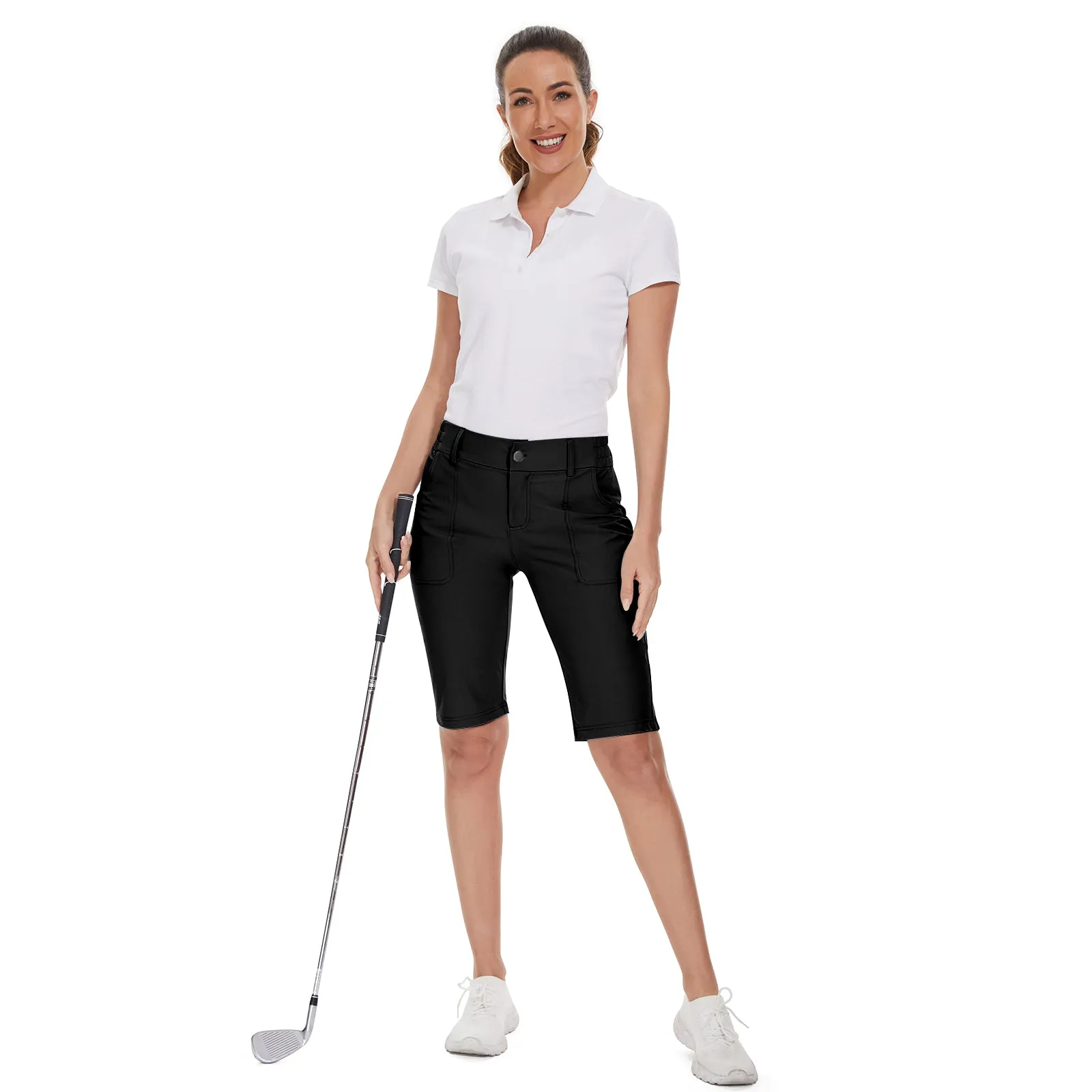 MOTEEPI Women's Golf Hiking 9" Quick Dry  Shorts