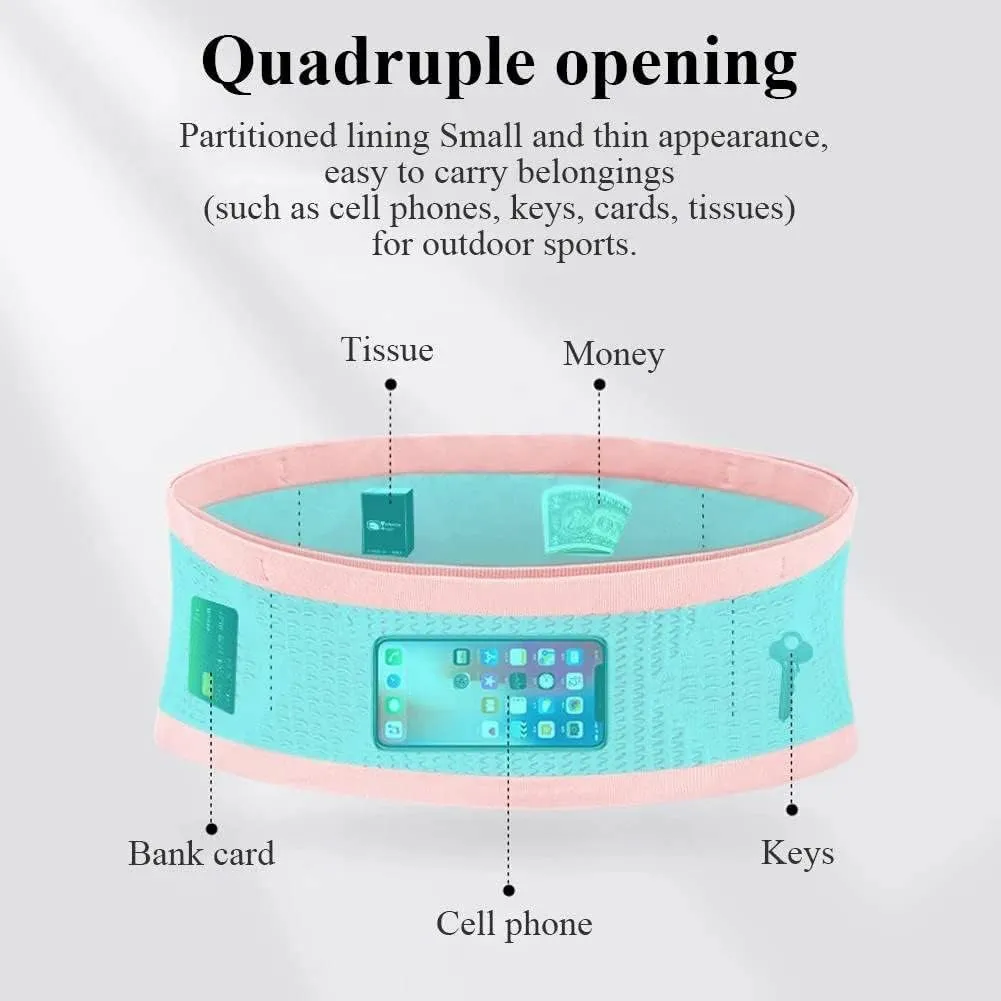 Multifunctional Knit Breathable Concealed Waist Bag,Large Capacity Adjustable Running Belt,Versatile Waist Pack for Outdoor Running and Cycling Adventures (Pink, Large)