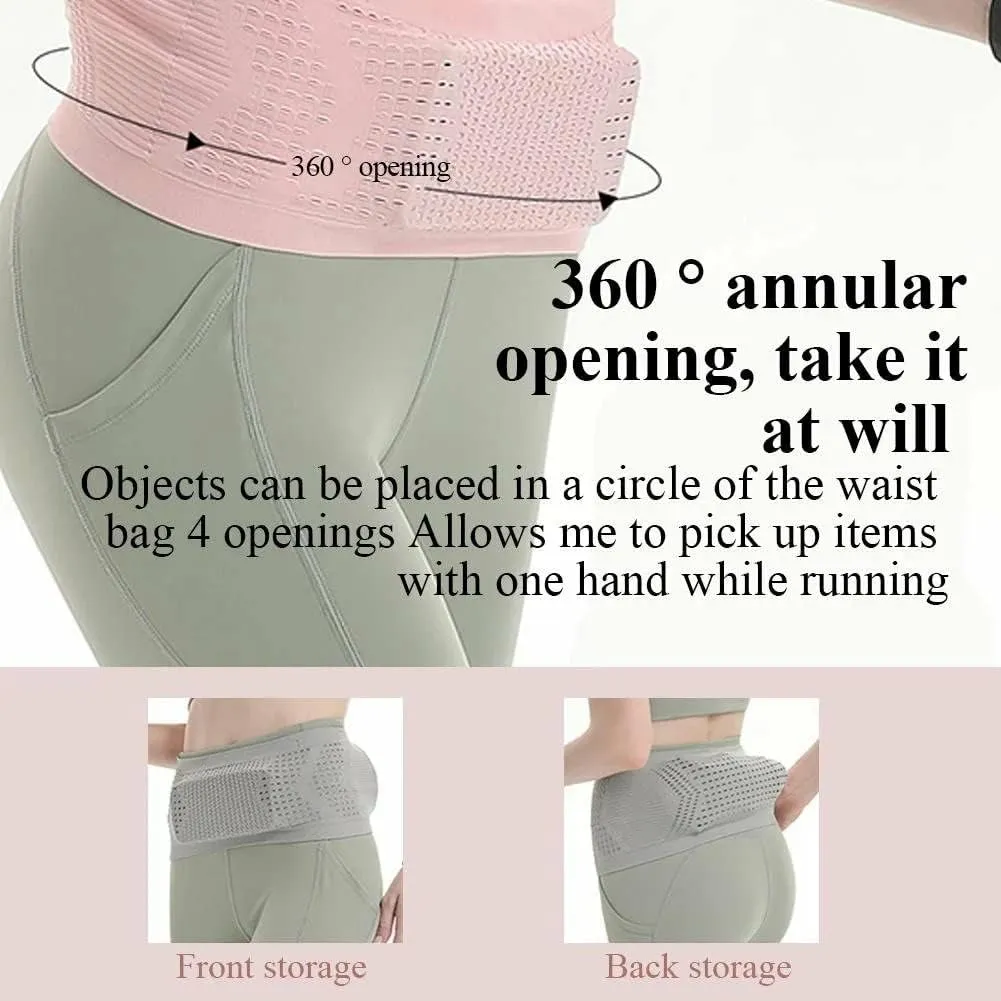 Multifunctional Knit Breathable Concealed Waist Bag,Large Capacity Adjustable Running Belt,Versatile Waist Pack for Outdoor Running and Cycling Adventures (Pink, Large)