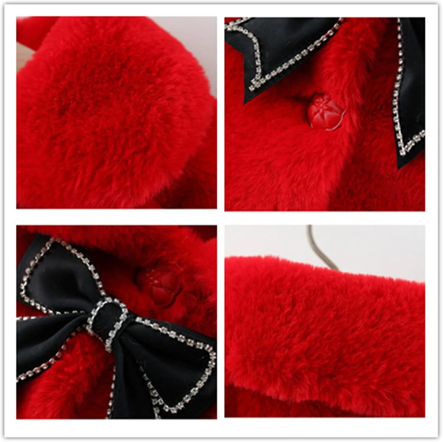MW&FOFJR Baby Girls Faux Fur Winter Warm Cloak Coat Cute Bowknot Furry Cape Jacket Outwear