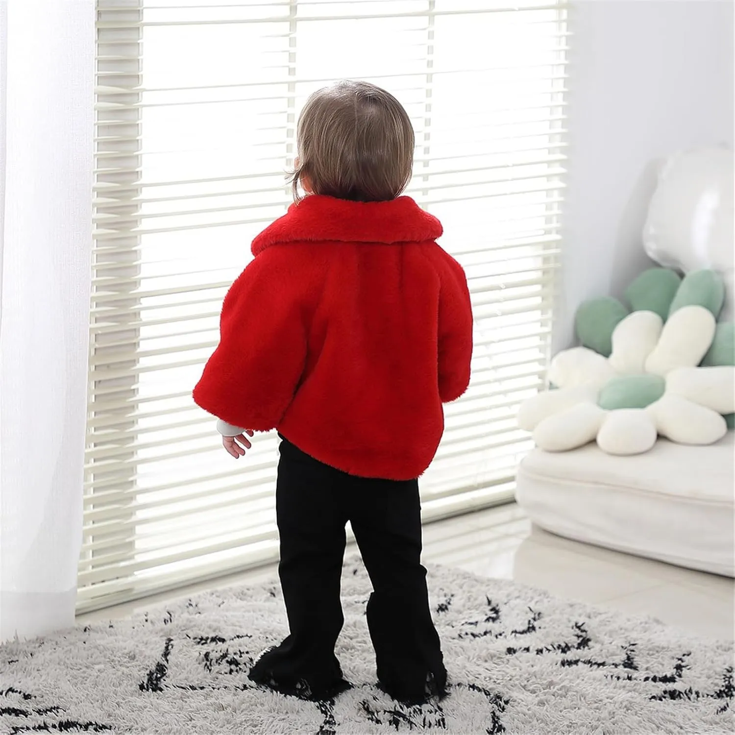 MW&FOFJR Baby Girls Faux Fur Winter Warm Cloak Coat Cute Bowknot Furry Cape Jacket Outwear
