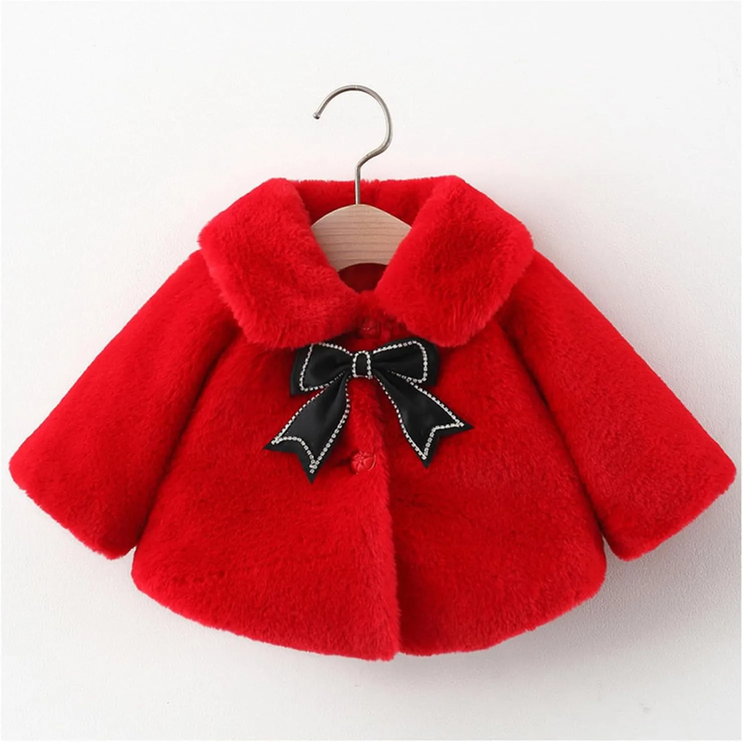 MW&FOFJR Baby Girls Faux Fur Winter Warm Cloak Coat Cute Bowknot Furry Cape Jacket Outwear