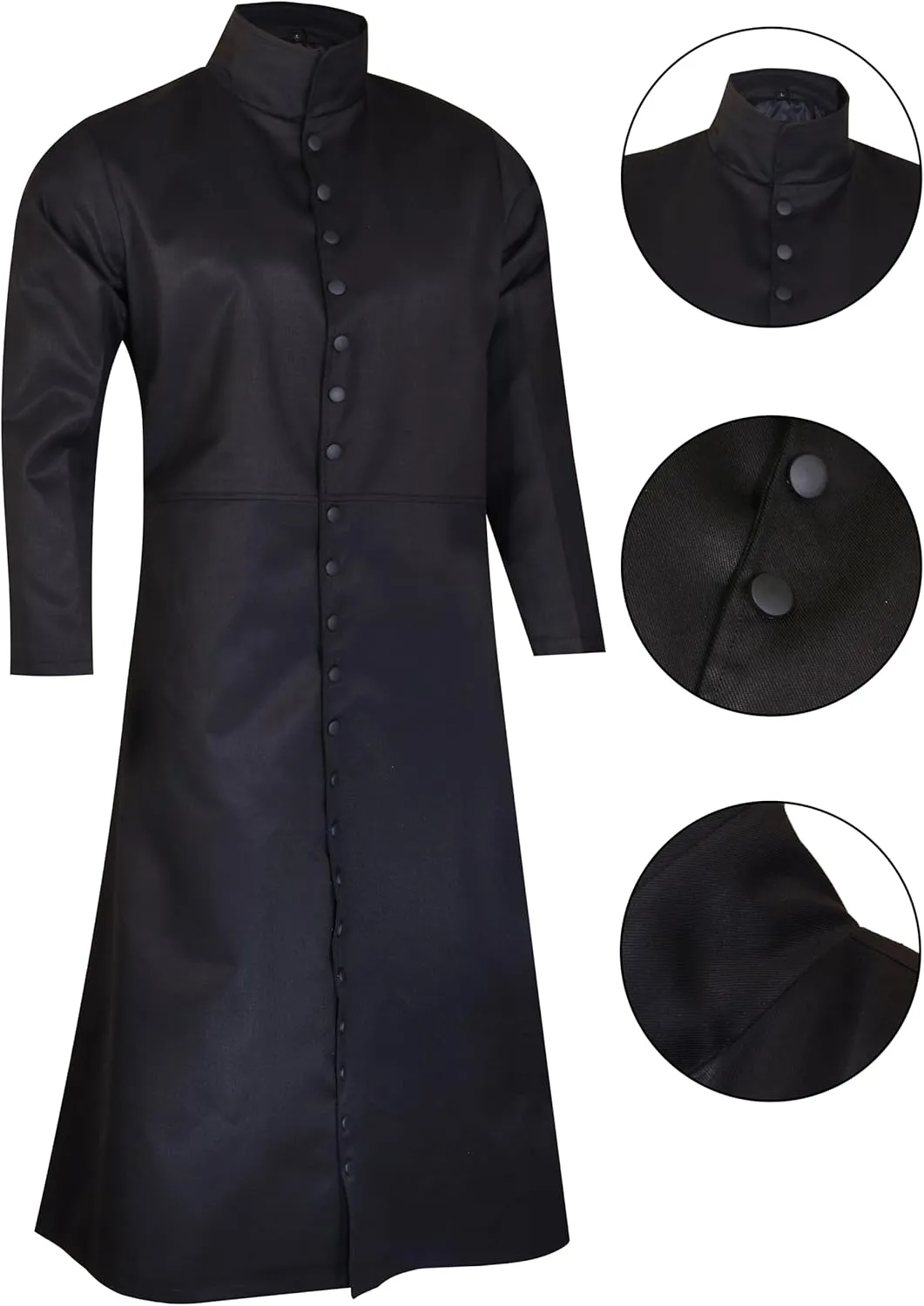 Neo Matrix Heavy Duty Cotton Keanu Reeves Long Ruffle Black Gothic Cosplay Trench Coat | Trench Coat Men | Long Coat