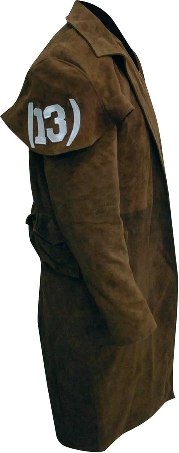 New Fall Vegas A7 NCR Ranger Veteran Armor Suede Leather Duster Coat Men Military Style Trench Coat Outerwear