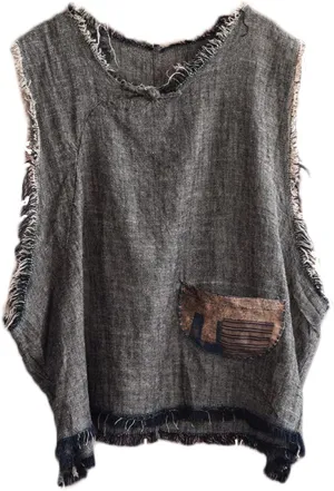 NFYM Women Hippie Clothes Distressed Hem Sleeveless Tank Crop Pullover Tops Vintage Vest