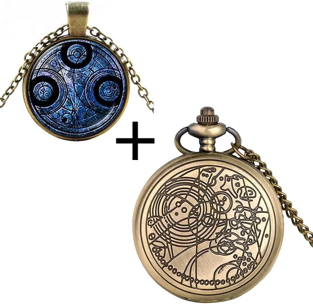 Nostalgia Movie Theme Design Alloy Quartz Pocket Watch with Chain Necklace Pendant & Gift Box
