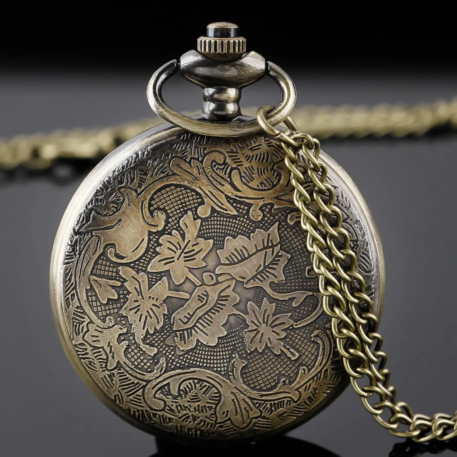 Nostalgia Movie Theme Design Alloy Quartz Pocket Watch with Chain Necklace Pendant & Gift Box