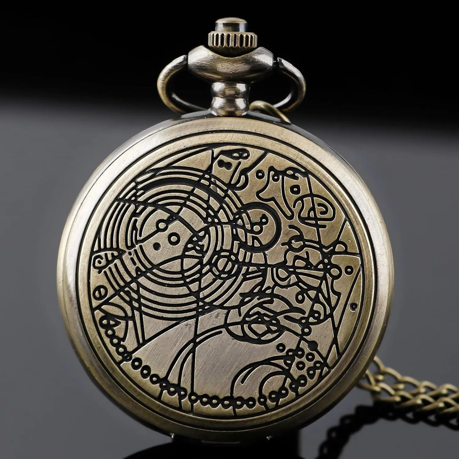 Nostalgia Movie Theme Design Alloy Quartz Pocket Watch with Chain Necklace Pendant & Gift Box