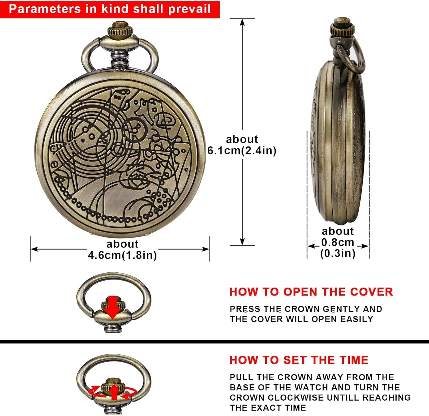 Nostalgia Movie Theme Design Alloy Quartz Pocket Watch with Chain Necklace Pendant & Gift Box