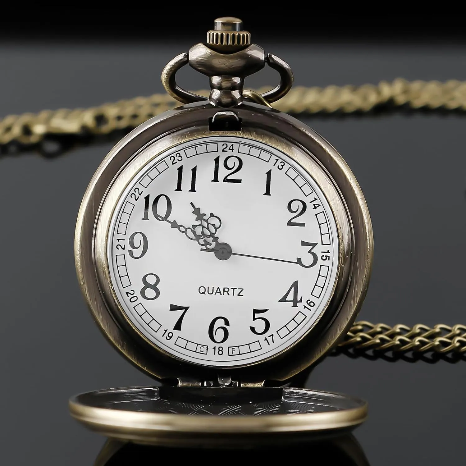 Nostalgia Movie Theme Design Alloy Quartz Pocket Watch with Chain Necklace Pendant & Gift Box