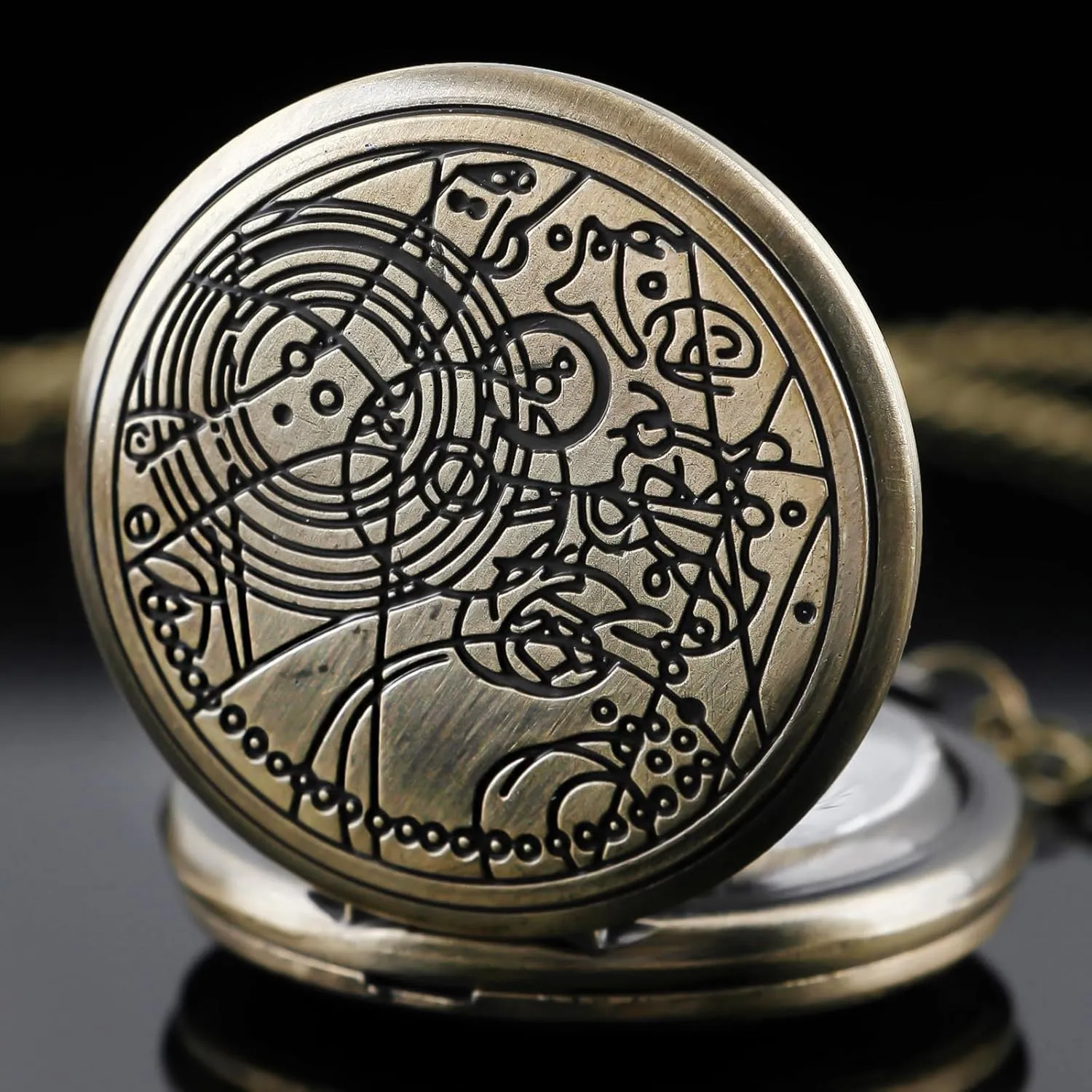 Nostalgia Movie Theme Design Alloy Quartz Pocket Watch with Chain Necklace Pendant & Gift Box