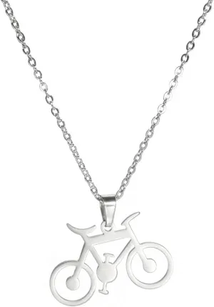 Novelty Bicycle Pendant Stainless Steel Necklace for Women Men Fashion Unique Sports Bike Charm Simple Adjustable Chain Choker Fine Necklaces Jewelry for Travel Cycling Lovers