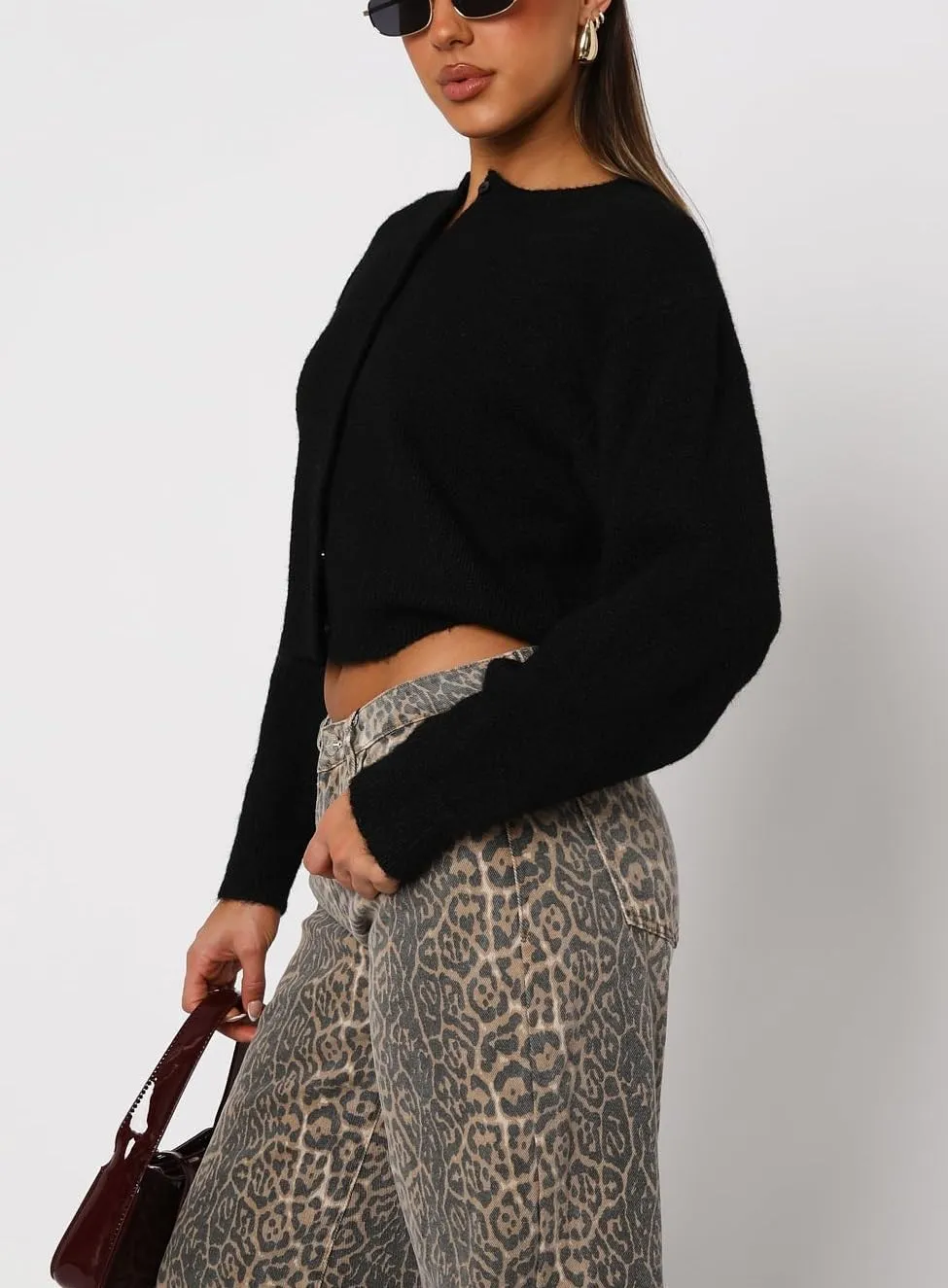 NUFIWI Women Y2k Knit Crop Cardigan Button Down Open Front Lightweight Shrug Sweater Long Sleeve Knitted Cropped Outwear