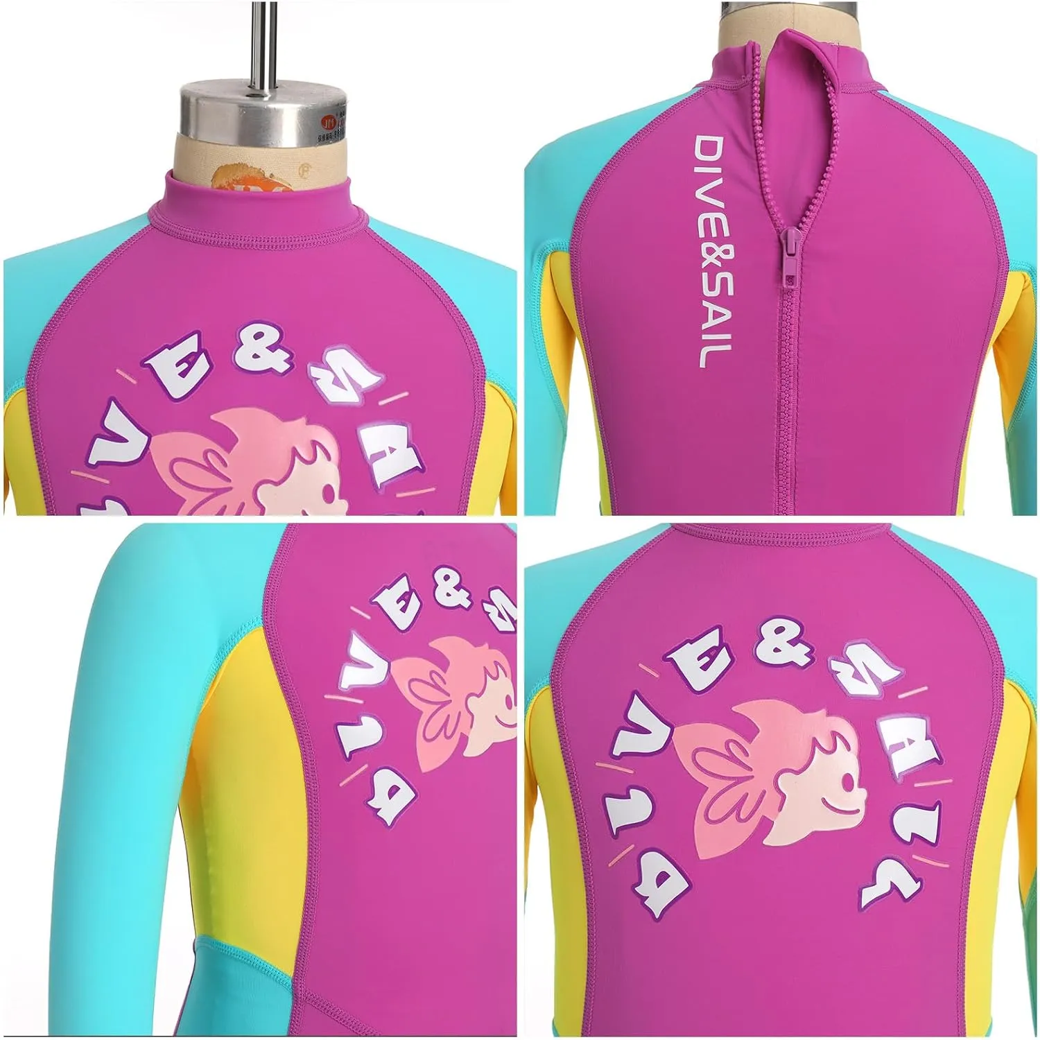 OBEEIIOBEEII Kids Full Body Swimsuit Boys Girls Long Sleeve Rash Guard Swimwear One Piece Bathing Suit Surfing Suit