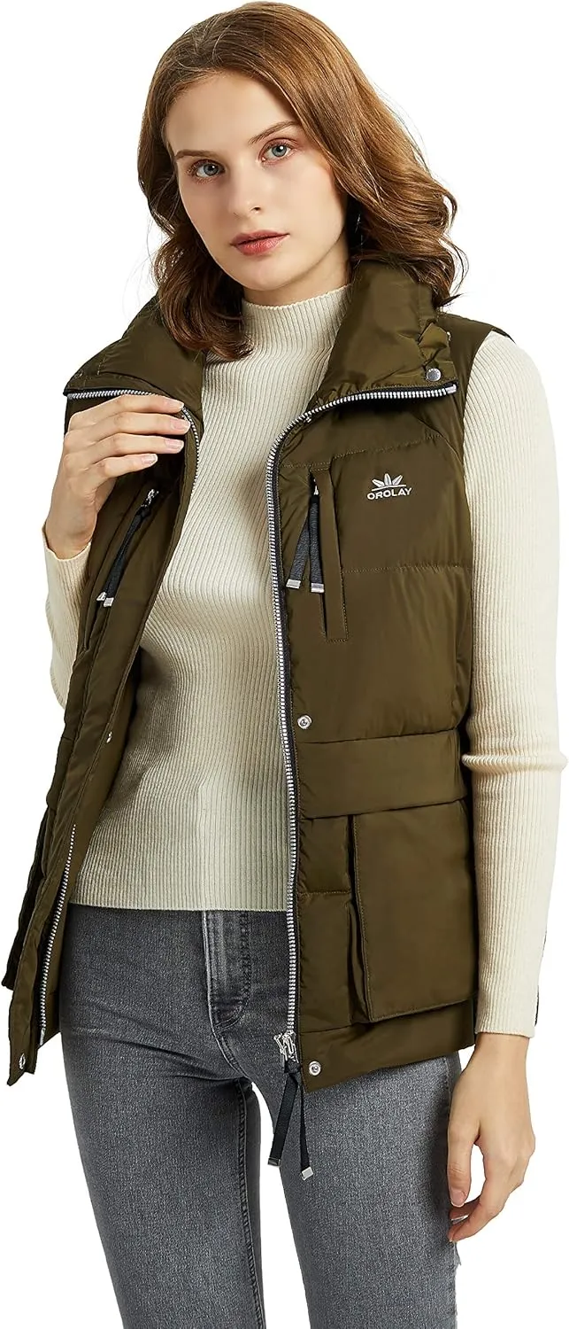 Orolay Women's Light Down Vest Packable Stand Collar Jacket Winter Puffer Gilet