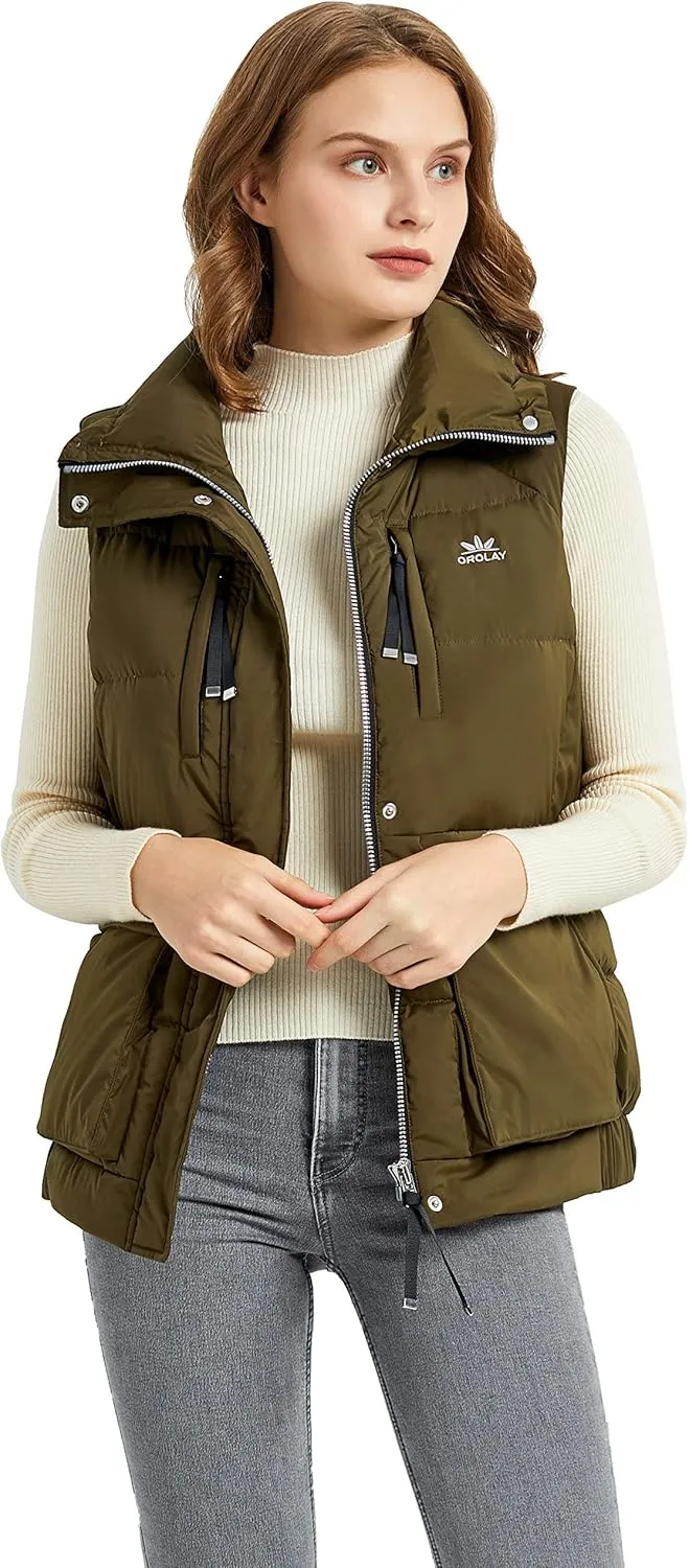 Orolay Women's Light Down Vest Packable Stand Collar Jacket Winter Puffer Gilet