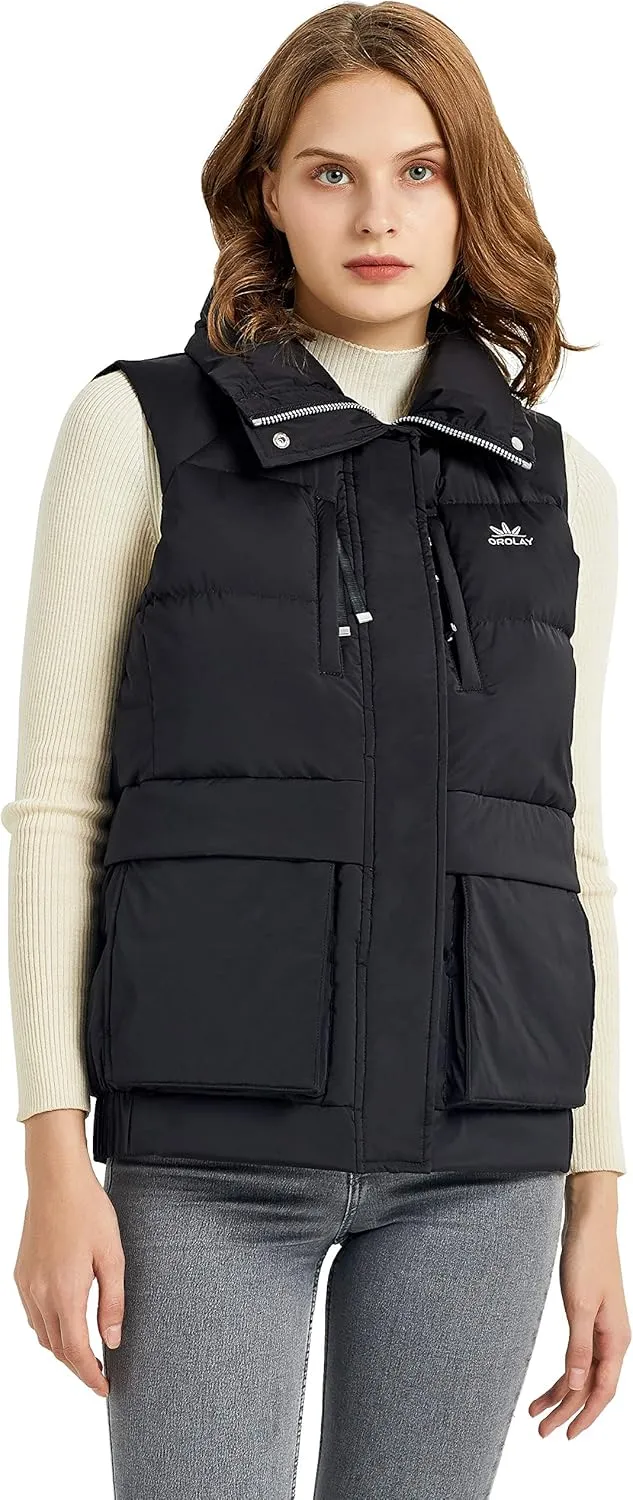 Orolay Women's Light Down Vest Packable Stand Collar Jacket Winter Puffer Gilet