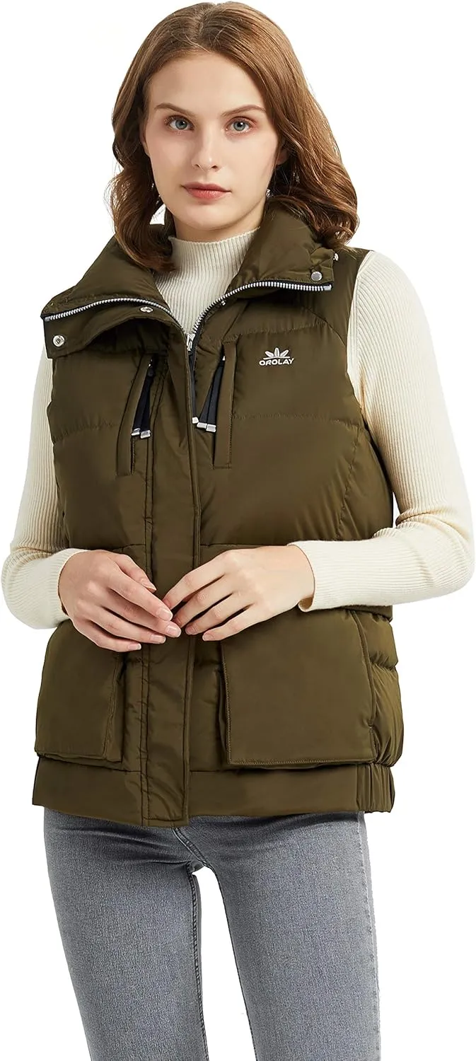Orolay Women's Light Down Vest Packable Stand Collar Jacket Winter Puffer Gilet