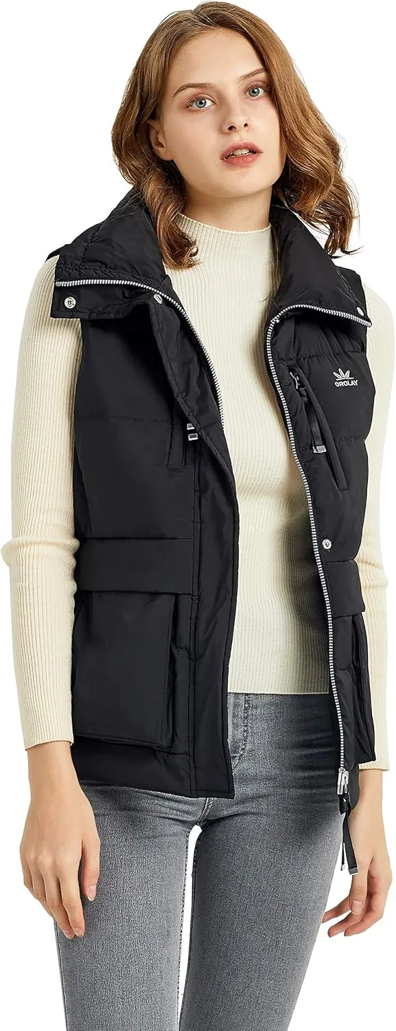 Orolay Women's Light Down Vest Packable Stand Collar Jacket Winter Puffer Gilet