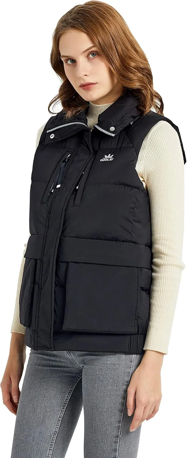Orolay Women's Light Down Vest Packable Stand Collar Jacket Winter Puffer Gilet