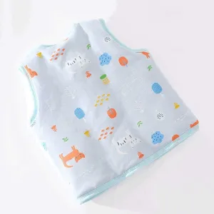 Outerwear Coat Children's Baby Padded Vest Boys Girls Fleece Sweatshirts Winter Cotton Sleeveless Jacket Down Cotton Vest (Color : Gray, Size : 90)