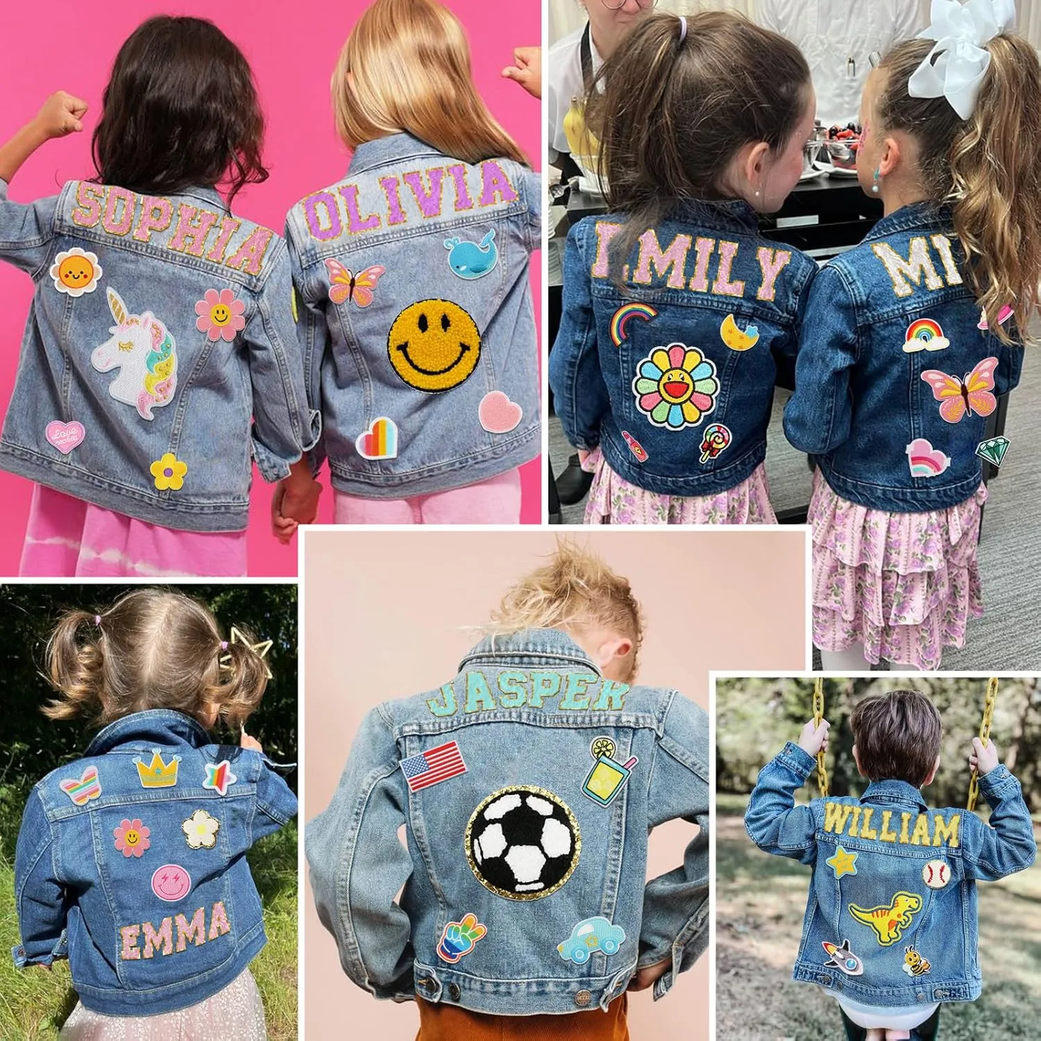 Personalized Kids Denim Jacket with Names, Custom 1-14 Years Old Girls Boys Spring&Fall Outerwear Jackets