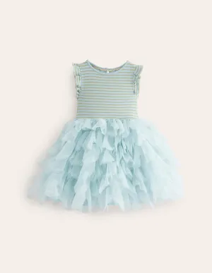 Petal Skirt Tulle Dress-Vintage Blue
