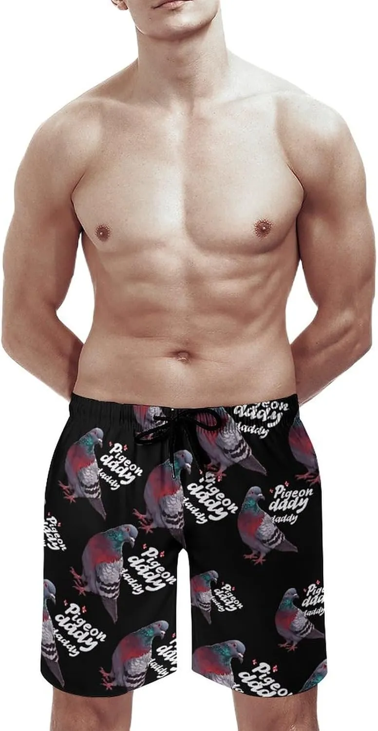 Pigeon Daddy Men's Swim Trunks Quick Dry Board Shorts Breathable Summer Beach Shorts Bathing Suits