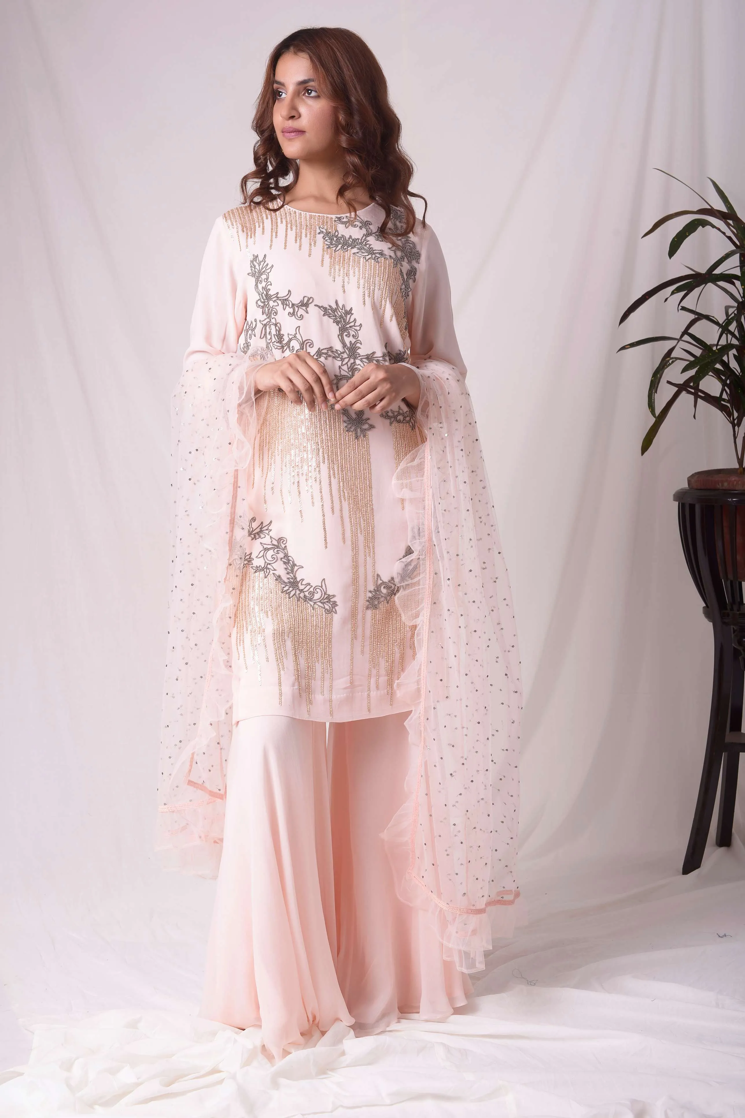 Pink Kurta-Garara Suit Set