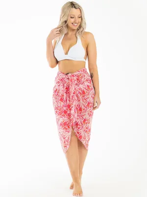 Pink White Flower Print Sarong