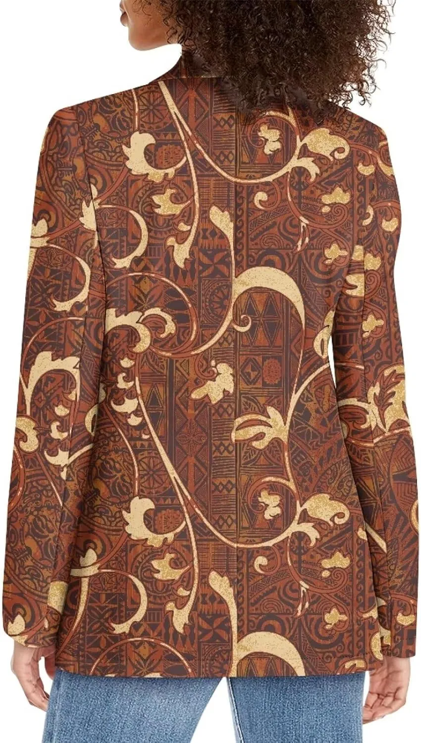 Polynesian Tapa Puletasi Samoan Puletasi Blazer for Woman Plus Size Long Sleeve Blazer Jackets with Pockets