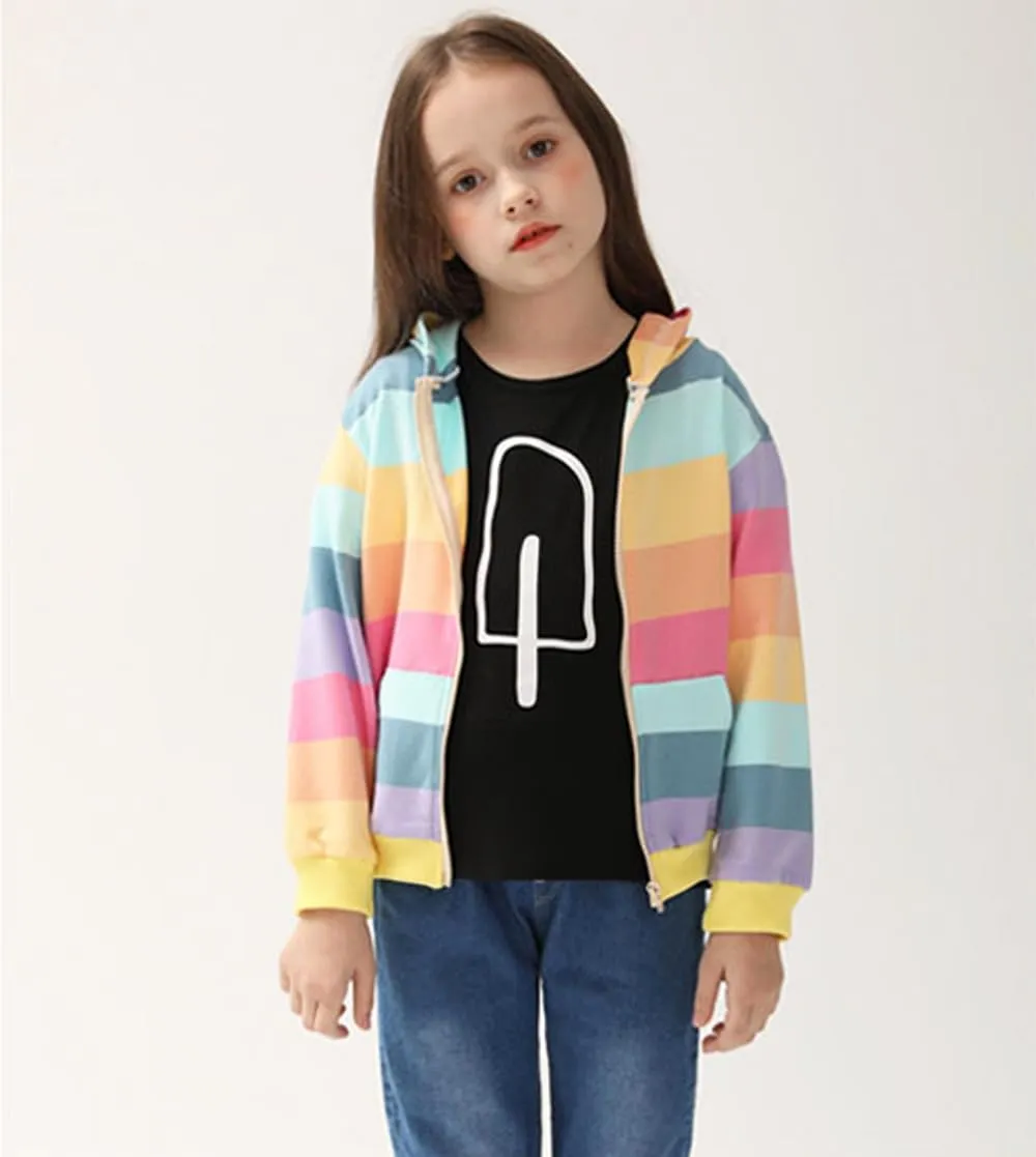 Popshion Toddler Girls Fleece Jackets Cotton Unicorn Hoodie Sweatshirt Fall Winter Zipper Coat Warm Hooded Sweater 2t-7t