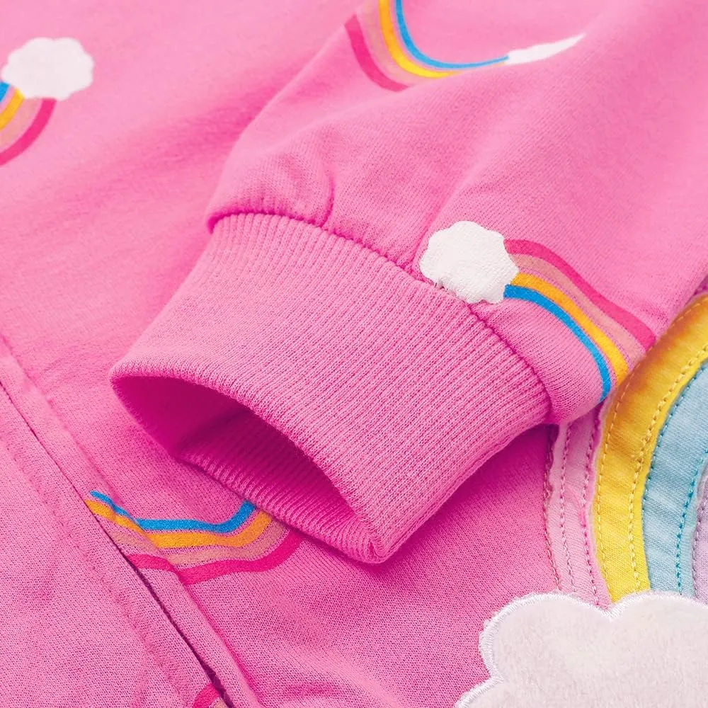 Popshion Toddler Girls Fleece Jackets Cotton Unicorn Hoodie Sweatshirt Fall Winter Zipper Coat Warm Hooded Sweater 2t-7t