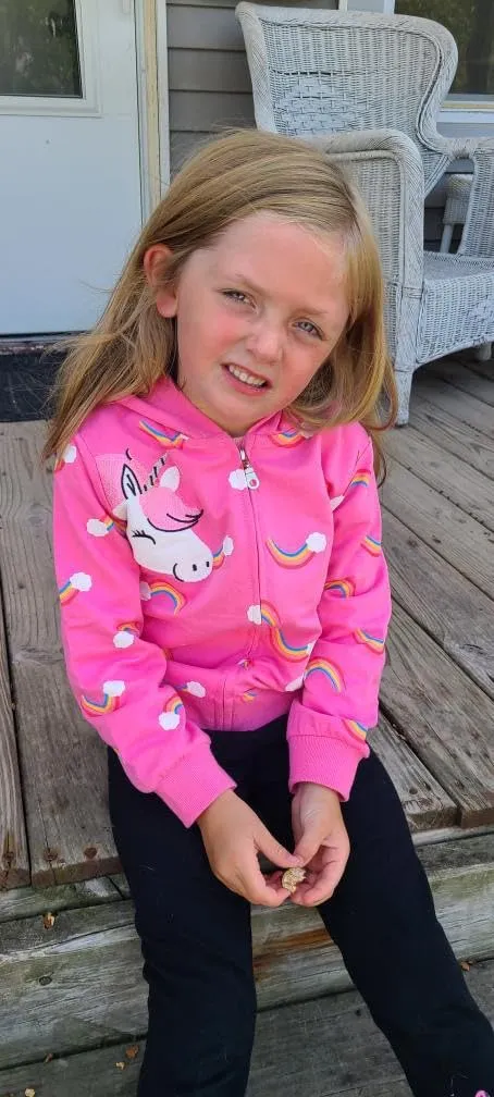 Popshion Toddler Girls Fleece Jackets Cotton Unicorn Hoodie Sweatshirt Fall Winter Zipper Coat Warm Hooded Sweater 2t-7t