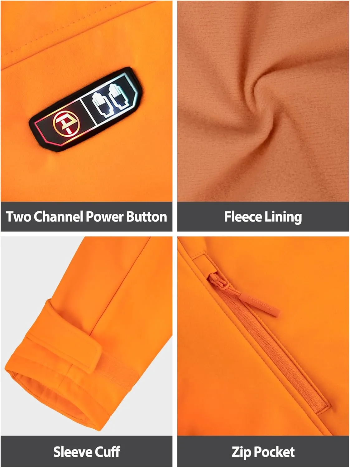 PTAHDUS Women's Heated Jackets 5 Heat Zones Battery Pack Included, with Hand Warmer Pocket