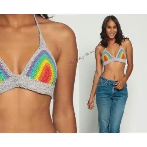 Rainbow Crochet Bikini Top