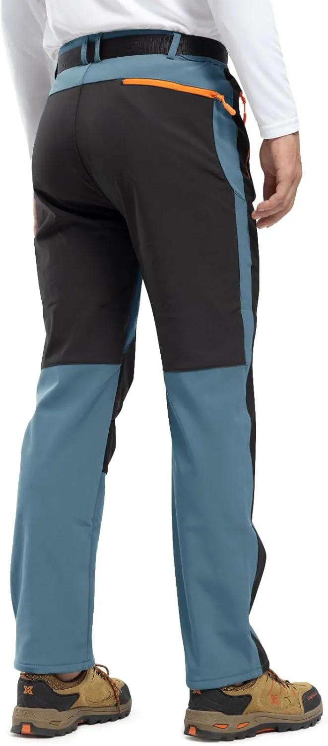 Rdruko Men's Snow Ski Pants Waterproof Insulated Winter Outdoor Snowboard Hiking Fleece Pants with Belt