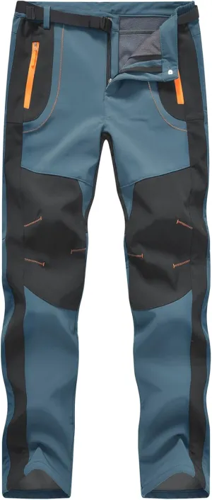 Rdruko Men's Snow Ski Pants Waterproof Insulated Winter Outdoor Snowboard Hiking Fleece Pants with Belt