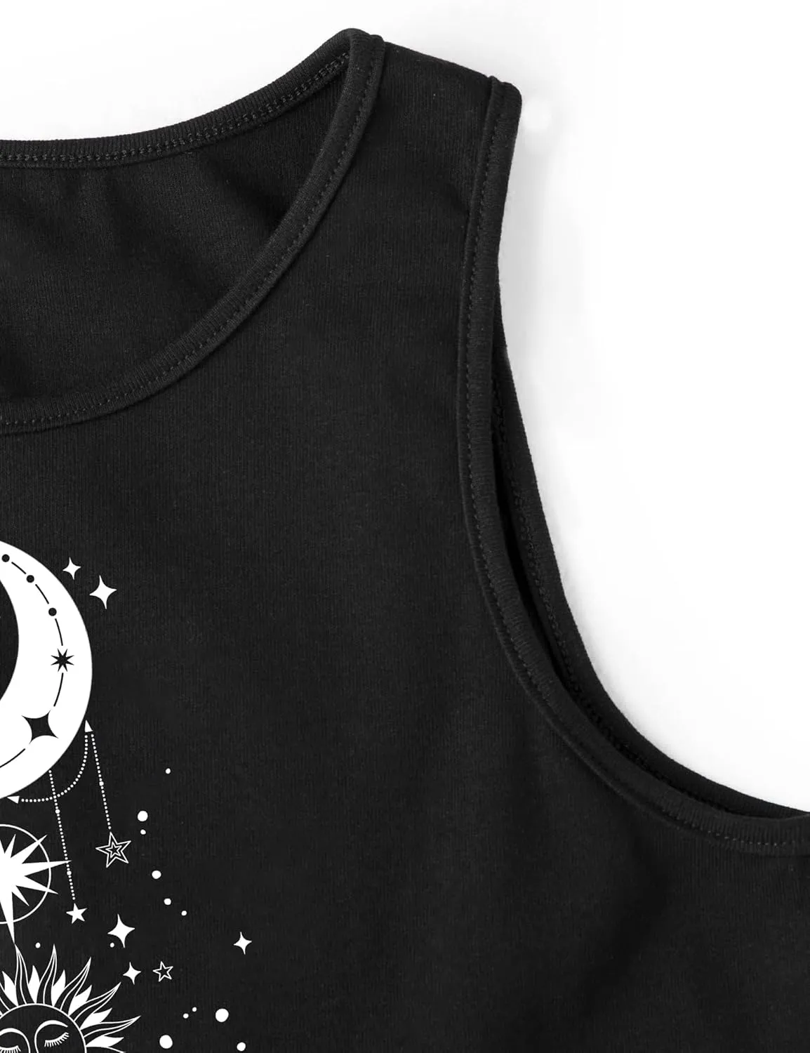 Remidoo Women's Casual Sleeveless Graphic Cropped Top Crewneck Tank Top Shirts