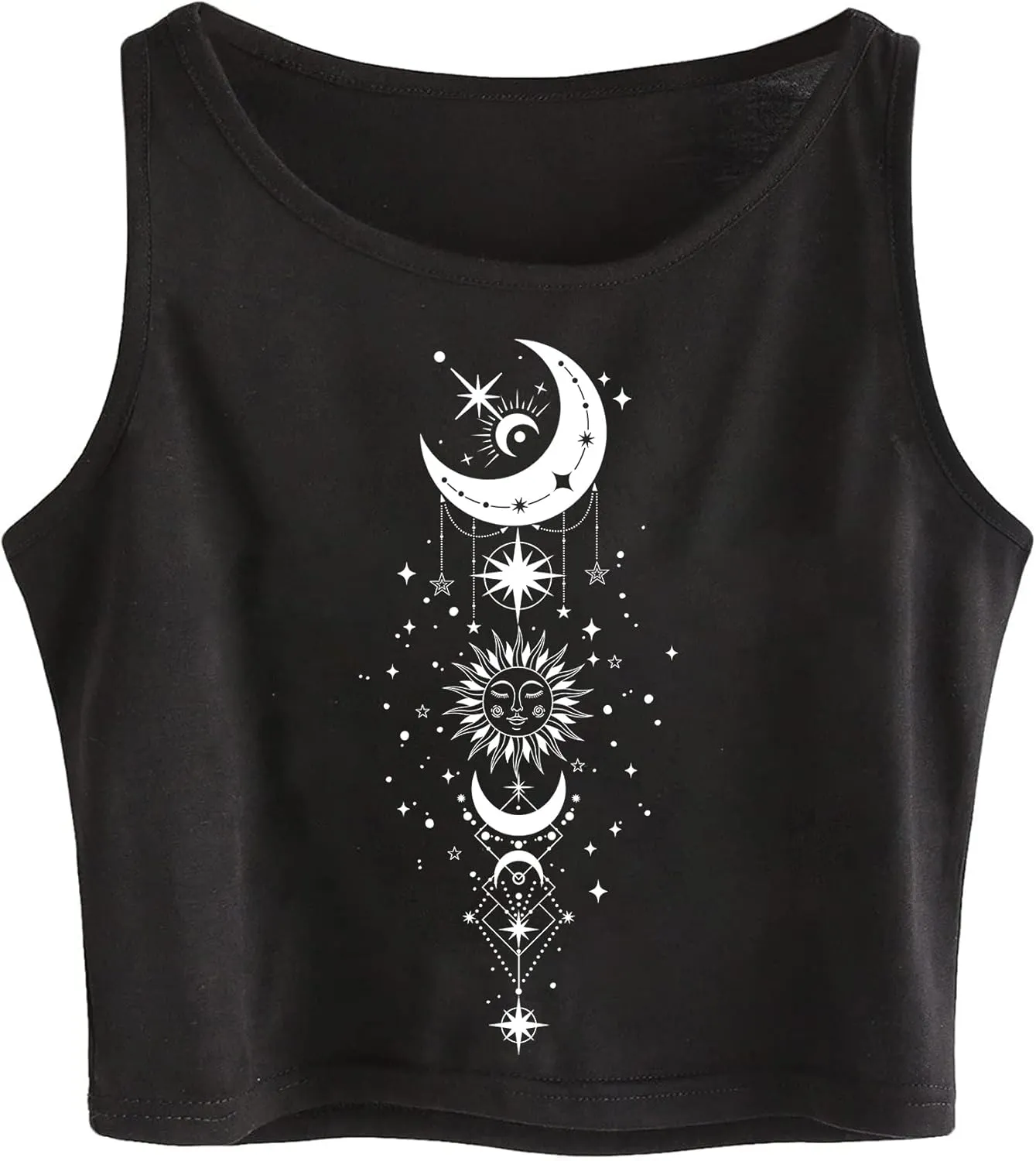 Remidoo Women's Casual Sleeveless Graphic Cropped Top Crewneck Tank Top Shirts
