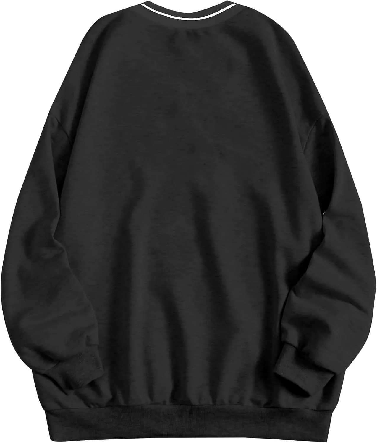 Remidoo Womens New York Embroidered V Neck Sweatshirt Oversized Long Sleeve Pullover Top