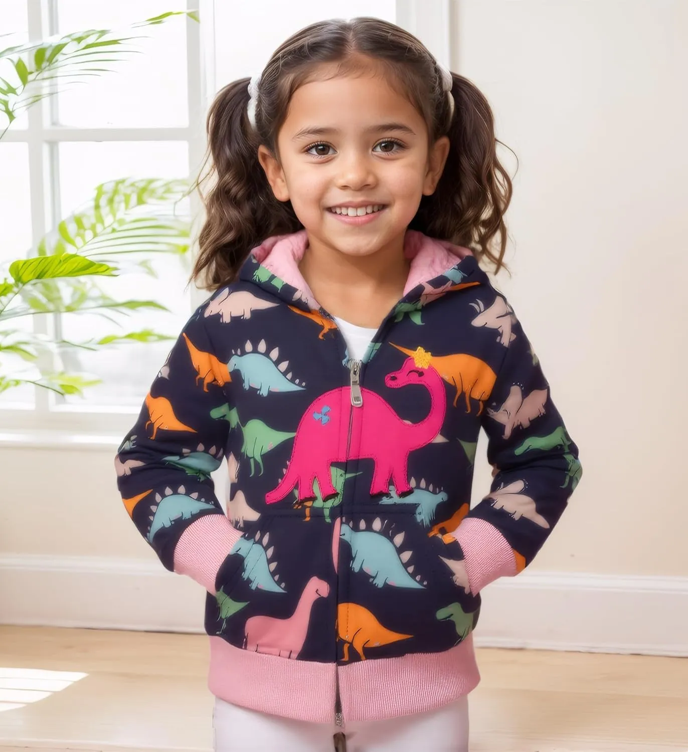 RETSUGO Girls Zip Up Hoodie Jacket Toddler Unicorn Rainbow Sweatshirt Kids Hooded Coat Casual Outerwear Size 2-7 Years