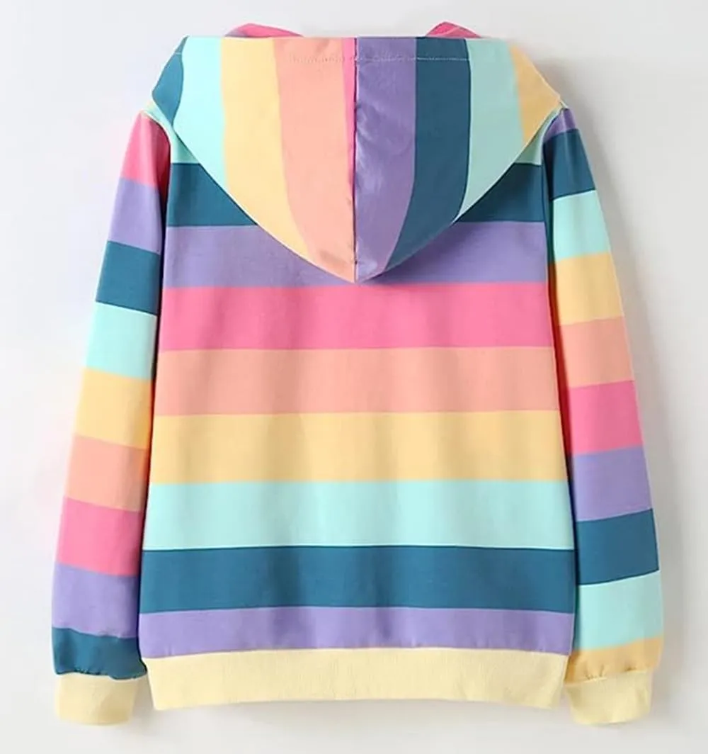 RETSUGO Girls Zip Up Hoodie Jacket Toddler Unicorn Rainbow Sweatshirt Kids Hooded Coat Casual Outerwear Size 2-7 Years