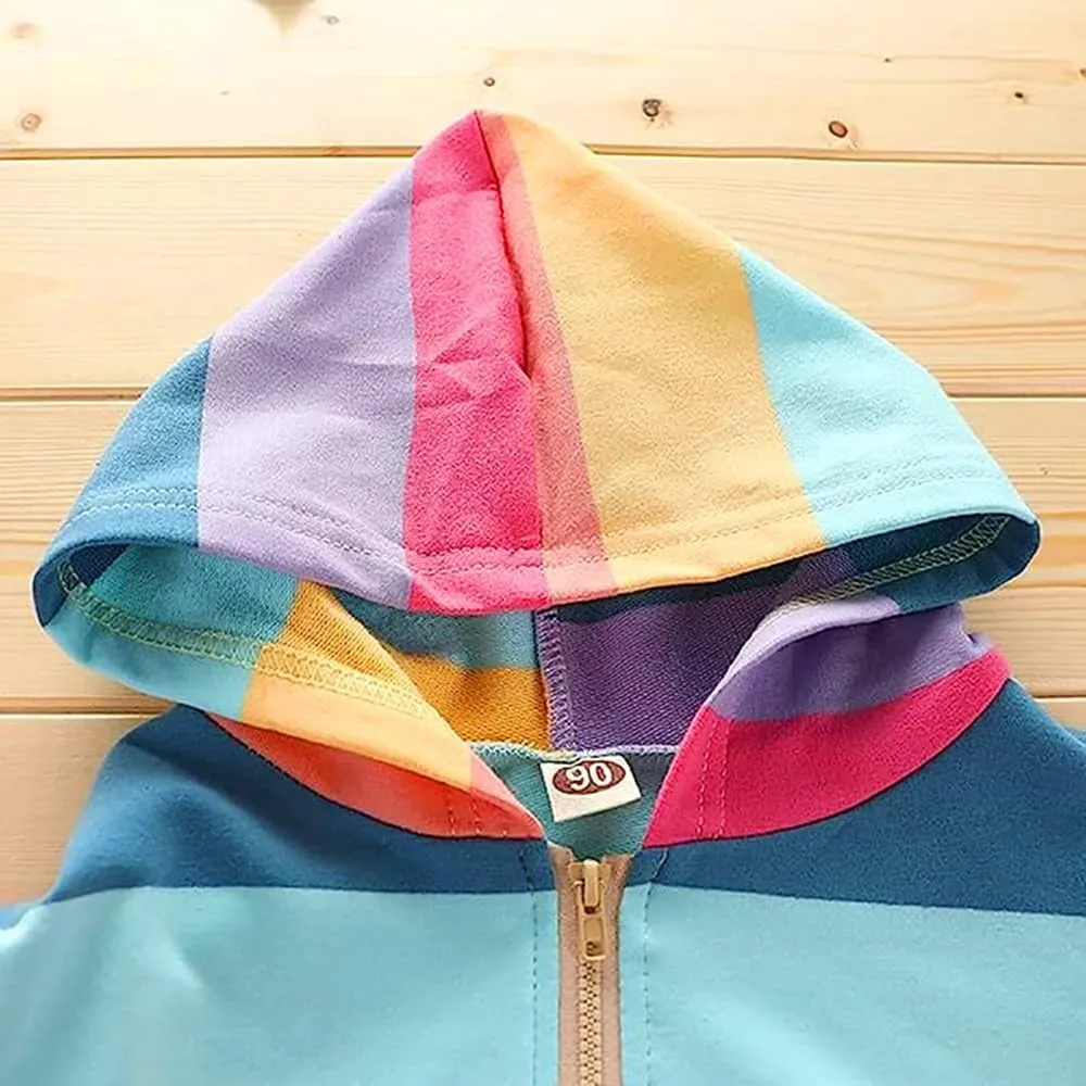 RETSUGO Girls Zip Up Hoodie Jacket Toddler Unicorn Rainbow Sweatshirt Kids Hooded Coat Casual Outerwear Size 2-7 Years