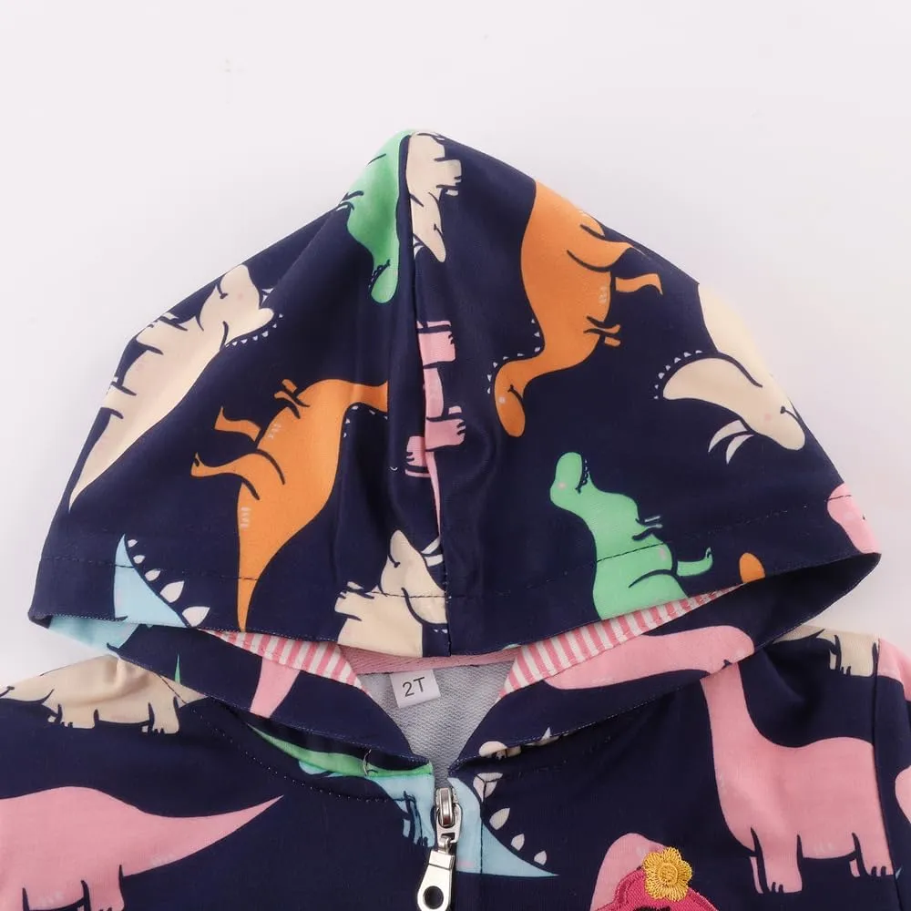 RETSUGO Girls Zip Up Hoodie Jacket Toddler Unicorn Rainbow Sweatshirt Kids Hooded Coat Casual Outerwear Size 2-7 Years