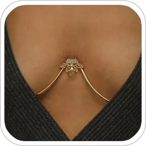 Rhinestone Leaf Metal Chest Bracket Bra Chain Bralette Bikini Gold Body Chain Jewelry For Women Sexy