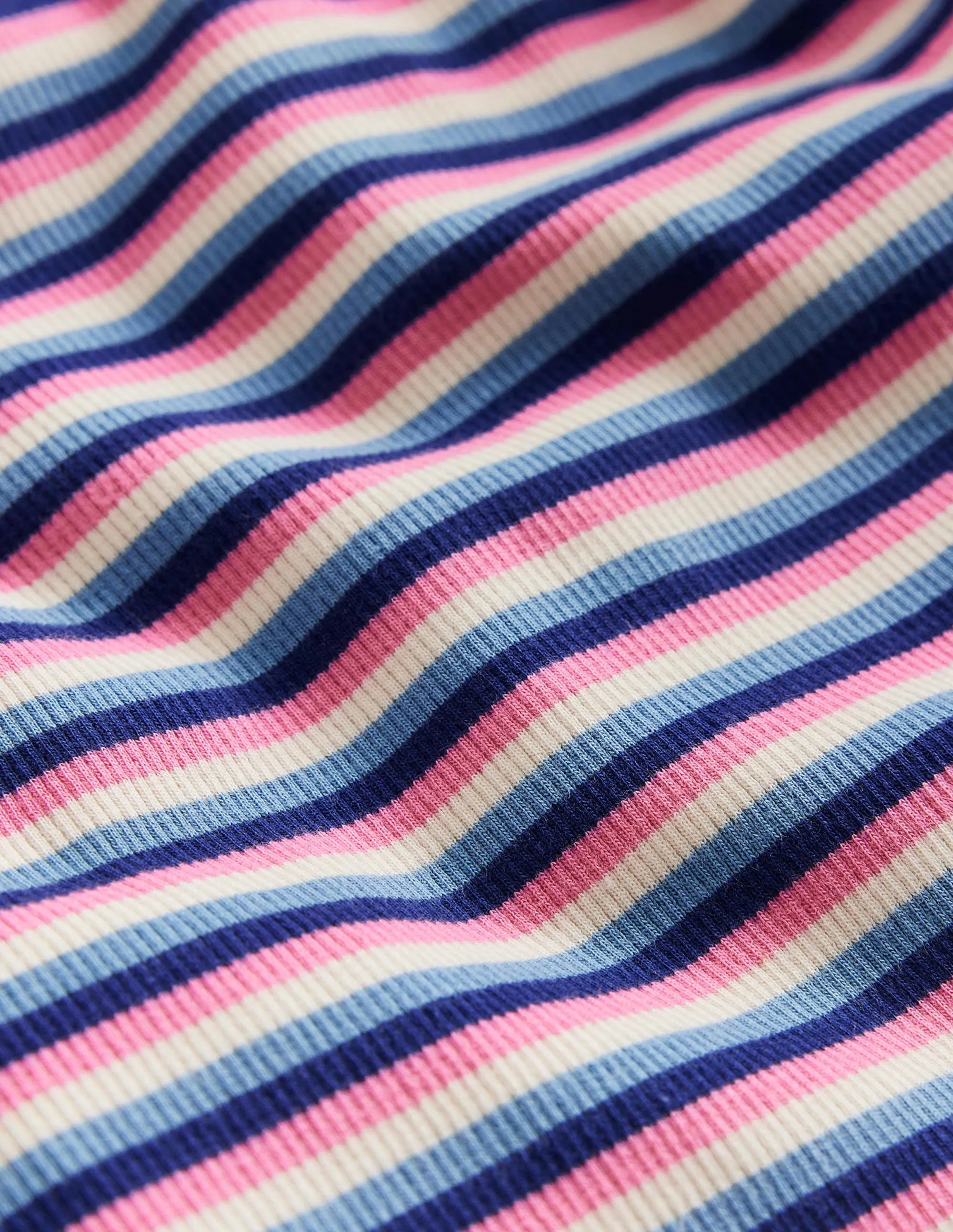 Ribbed Stripe T-Shirt-Blue/Pink