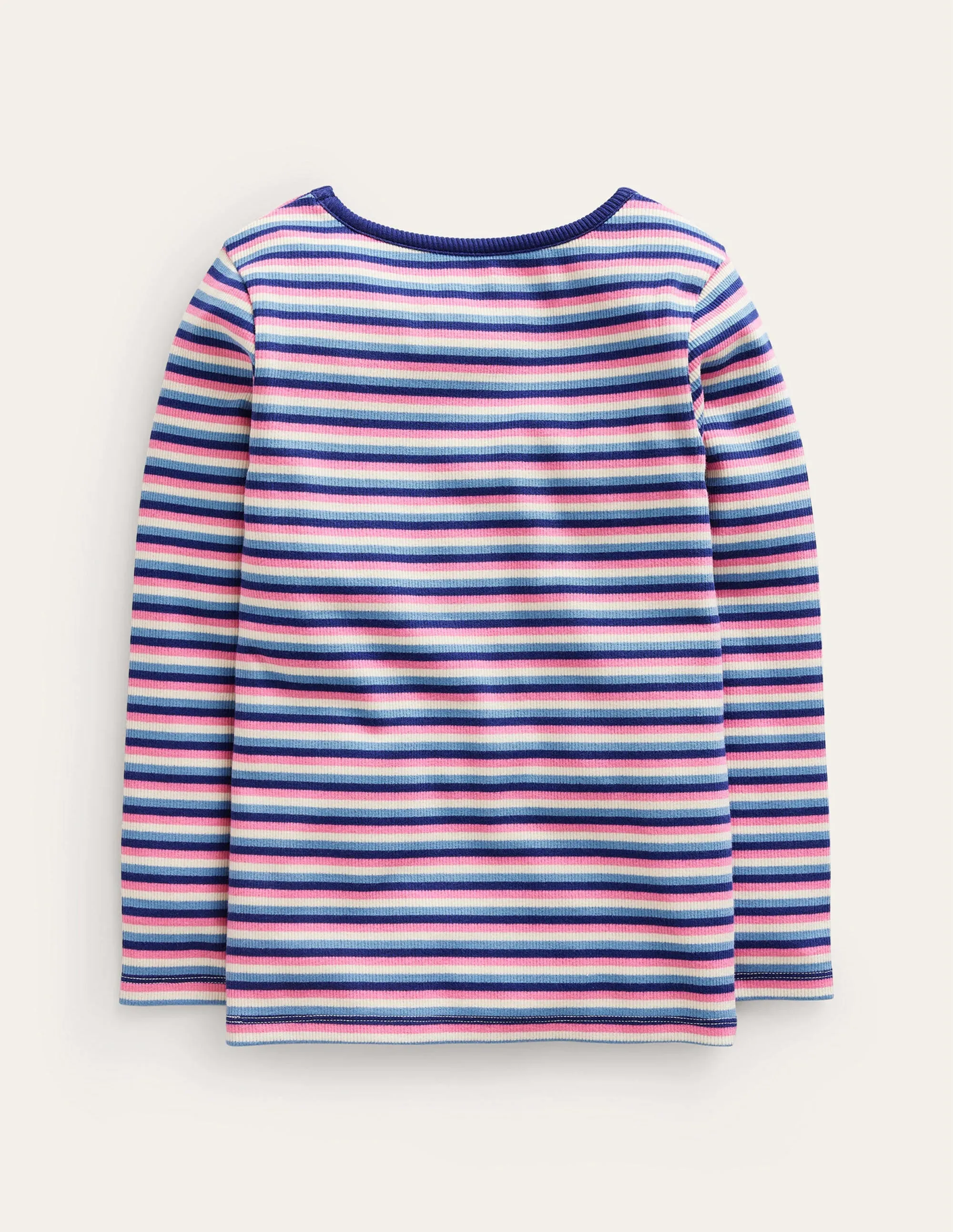 Ribbed Stripe T-Shirt-Blue/Pink