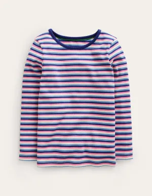Ribbed Stripe T-Shirt-Blue/Pink