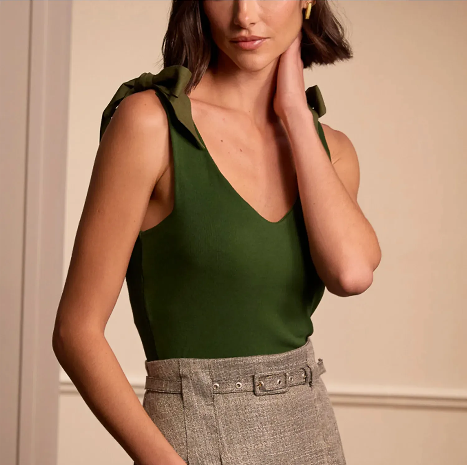 Ribbed Tank Top Bow